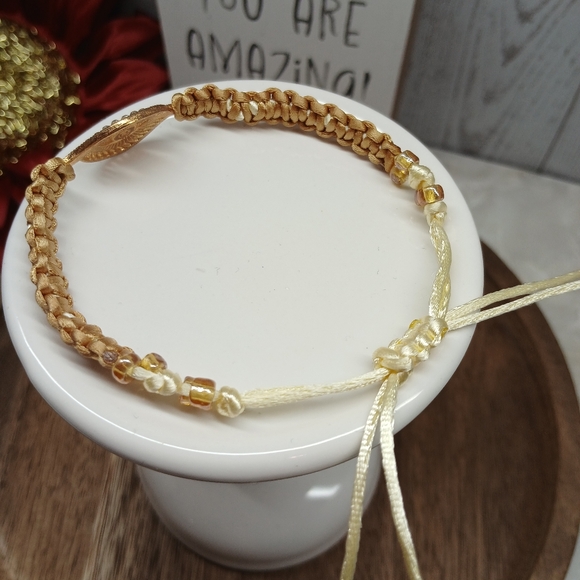 Golden Eye Protection Bracelet – Handmade Macrame – Adjustable - Picture 3 of 4